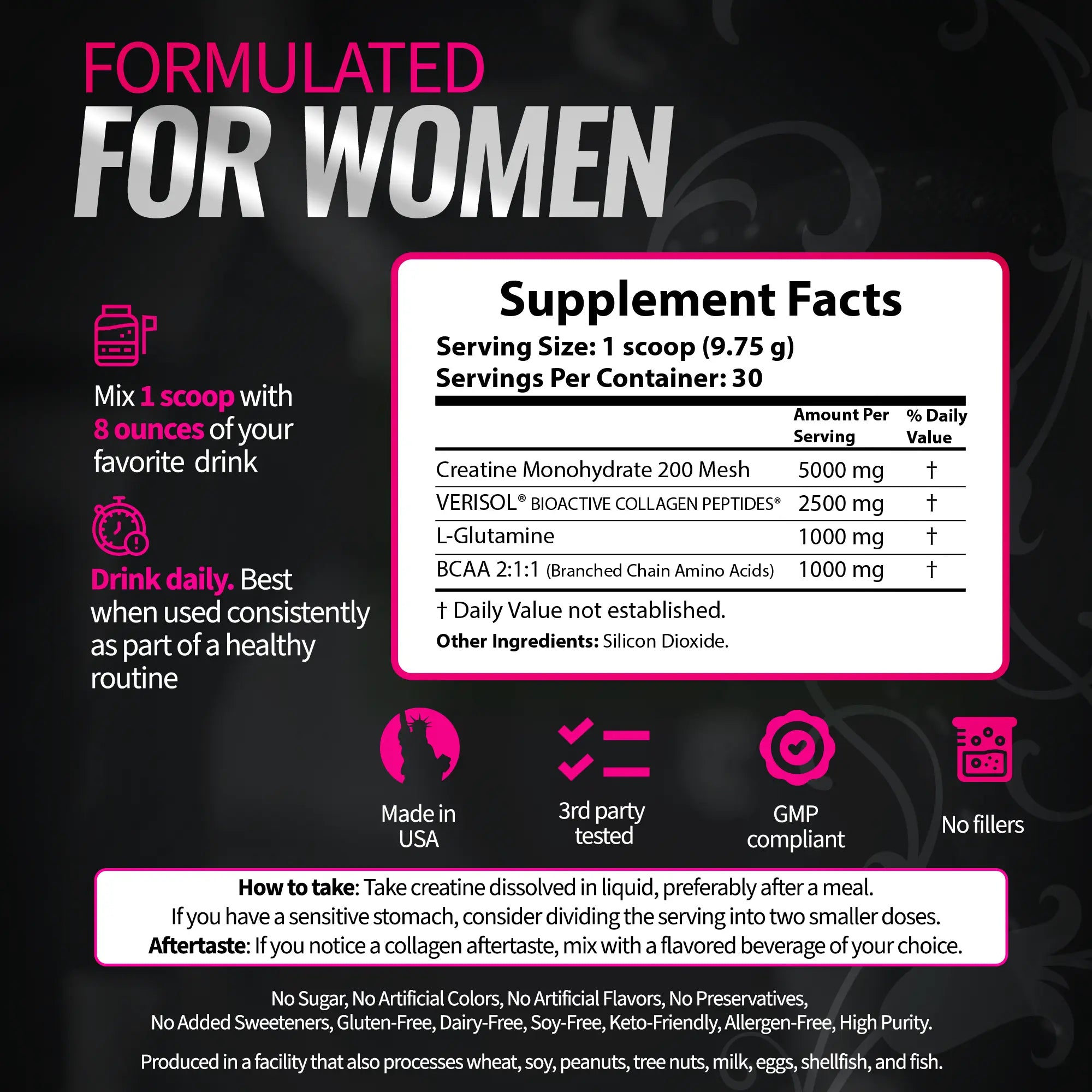 Bold Buns Creatine for Women – Build Strength, Support Skin Glow & Hair Heath, Recover Faster | 30 Servings