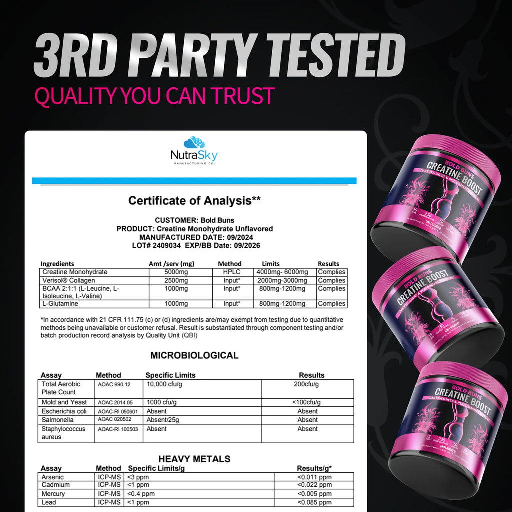 Bold Buns Creatine for Women – Build Strength, Support Skin Glow & Hair Heath, Recover Faster | 30 Servings
